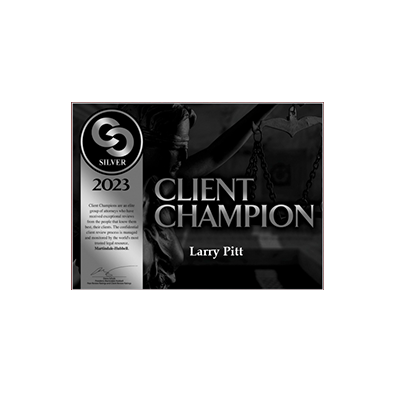 Larry Pitt's Silver Client Champion Award from 2023